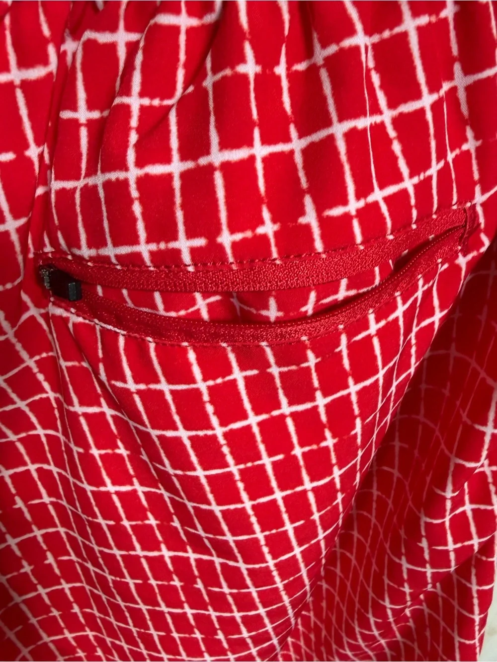 Red Grid Men's Swim Trunks 0324
